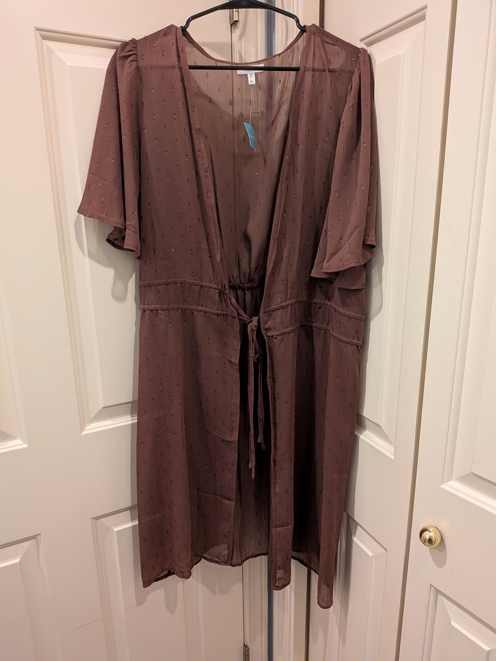 Maurices Brown Sheer Tie-Waist Tunic